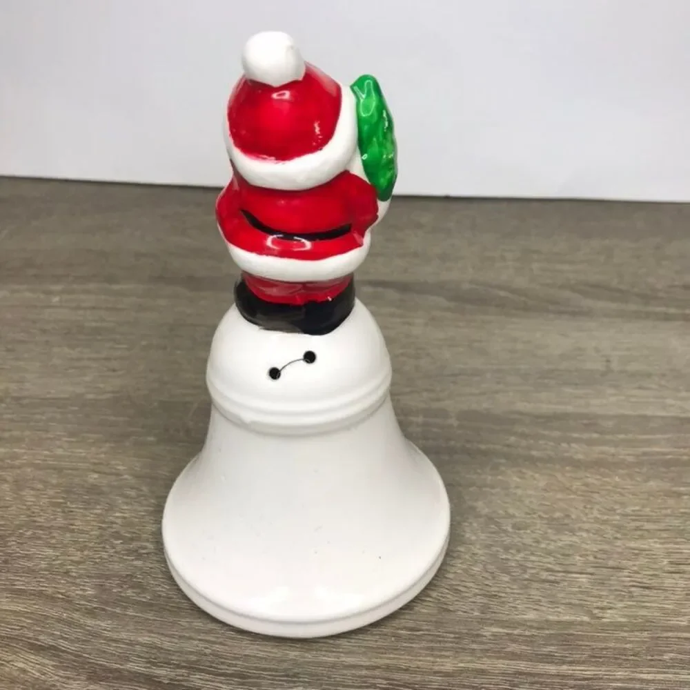 Vintage Santa Claus Christmas Ceramic Dinner Bell NIB